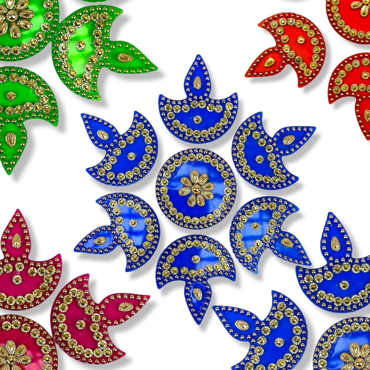 Diya Floor Rangoli Indian Traditional Handmade Reusable 6.5 Inches Acrylic Diya Rangoli Diwali Navratri Home Temple Decor Floor Table Decoration - Deepawali Wedding Housewarming Gift
